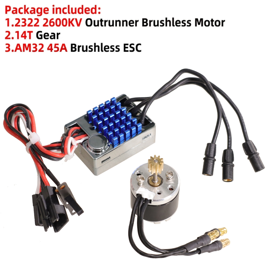 2322 2600KV Outrunner มอเตอร์ไร้แปรง AM32 45A ESC สําหรับ 1/12 RC รถยนต์ MN82 MN99S MN168 MN78 Crawl