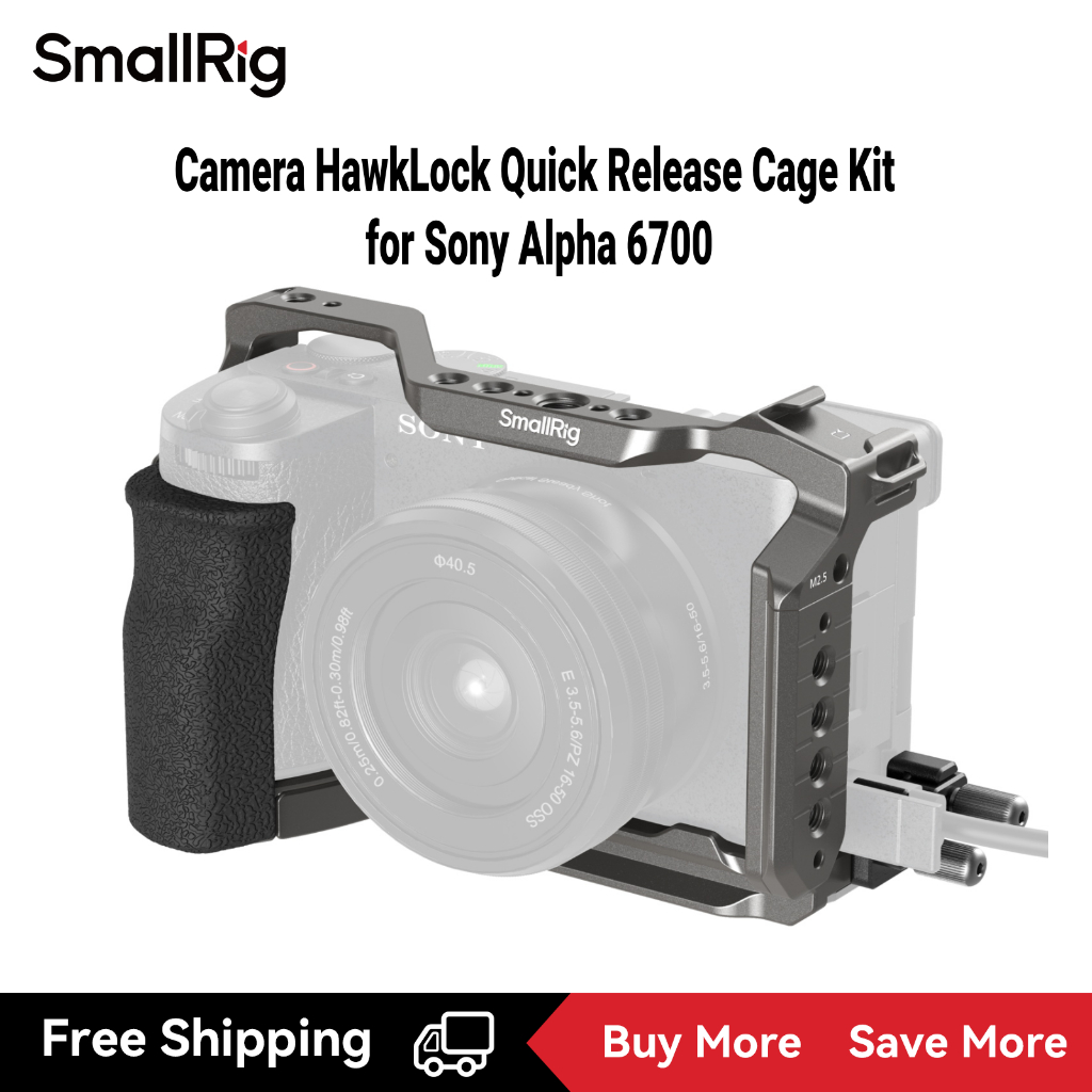 Smallrig สําหรับ Sony Alpha 6700, HawkLock Quick Release Cage Kit #5060, แผ่นติดรูปตัว ล พร้อมด้ามจับซิลิโคน #5061
