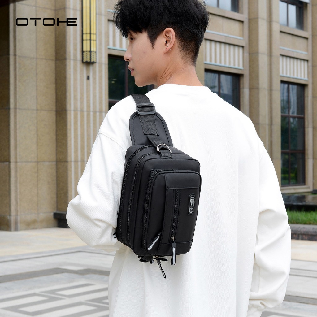 OTOHE ผู้ชายเอวกระเป๋ากระเป๋าสะพายแฟชั่นข้ามร่างกายกระเป๋าฟอร์ดกันน้ํากระเป๋าหลายชั้นความจุขนาดใหญ่ที่เดินทางมาพักผ่อนกระเป๋าถนนกร