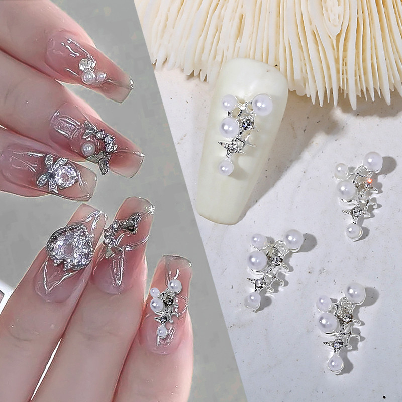 3d ตกแต่งเล็บ Bowknot ผีเสื้อเครื่องประดับ Silver Gold Nail Art อุปกรณ์เสริมเจาะเล็บ