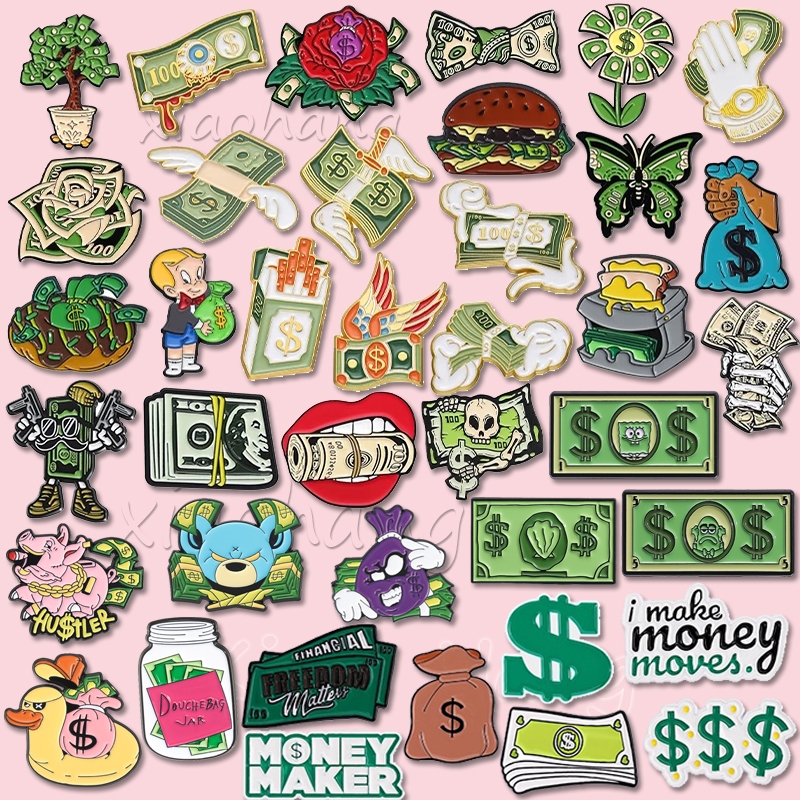กระเป๋าเงินสร้างสรรค์เคลือบ Pin Burger เครื่องทําขนมปังกระเป๋า Dollar เข็มกลัดป้ายเสื้อผ้ากระเป๋าเป้สะพายหลังอุปกรณ์เสริมของขวัญสําหรับเพื่อน