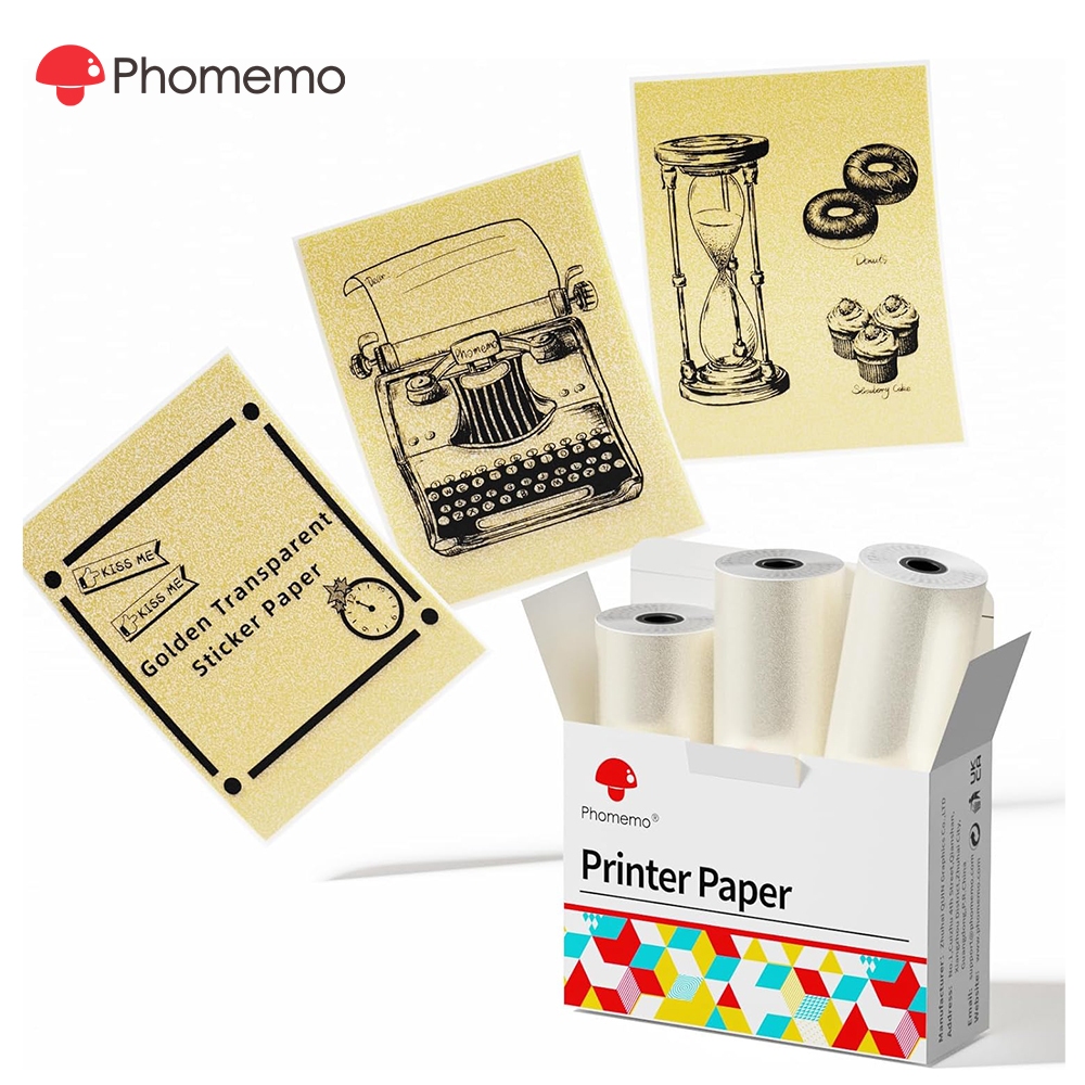 Phomemo 50 มม.Golden Glitter สติกเกอร์ความร้อนสําหรับ T02 M02 M03 M04S M04AS เครื่องพิมพ์ 50mm Therm
