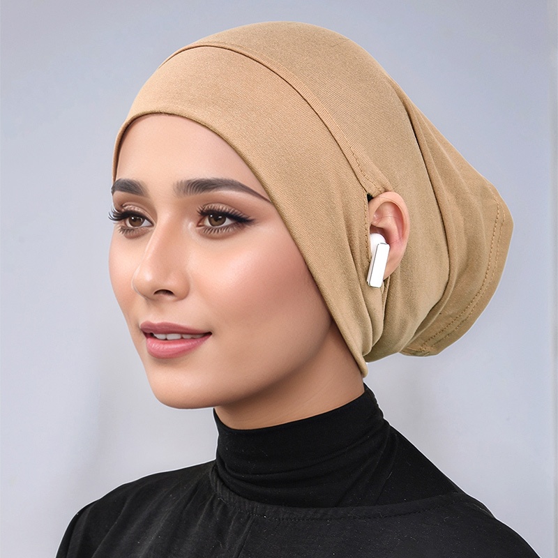 Laven ธรรมดายืดหยุ่น Jersey ภายใน Hijab หูหลุมด้านใน Tuung มุสลิม Headscarf ผู้หญิง Instant Hijab Tube Undercap
