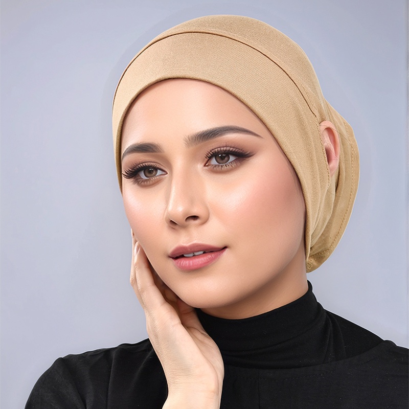 Laven ธรรมดายืดหยุ่น Jersey ภายใน Hijab หูหลุมด้านใน Tuung มุสลิม Headscarf ผู้หญิง Instant Hijab Tube Undercap