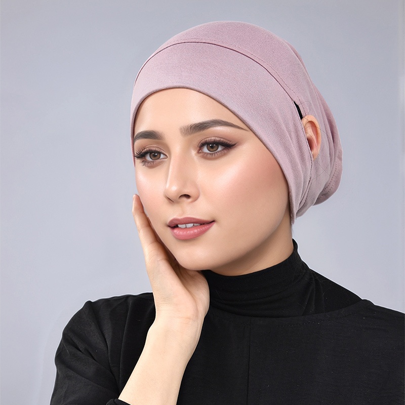 Laven ธรรมดายืดหยุ่น Jersey ภายใน Hijab หูหลุมด้านใน Tuung มุสลิม Headscarf ผู้หญิง Instant Hijab Tube Undercap