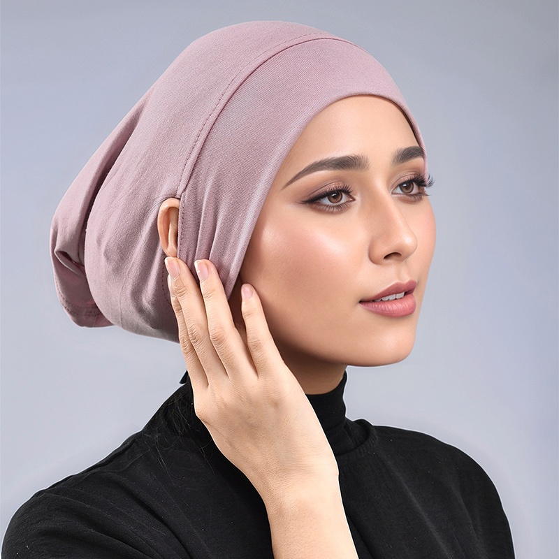 Laven ธรรมดายืดหยุ่น Jersey ภายใน Hijab หูหลุมด้านใน Tuung มุสลิม Headscarf ผู้หญิง Instant Hijab Tube Undercap