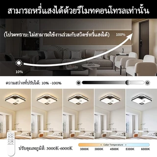 GOGEOUS โคมไฟเพดานมินิมอล หรี่แสงได้ 3 สี ไฟเพดาน พร้อมรีโมทควบคุม ห้องนั่งเล่น/ห้องนอน ไฟ led เพดาน