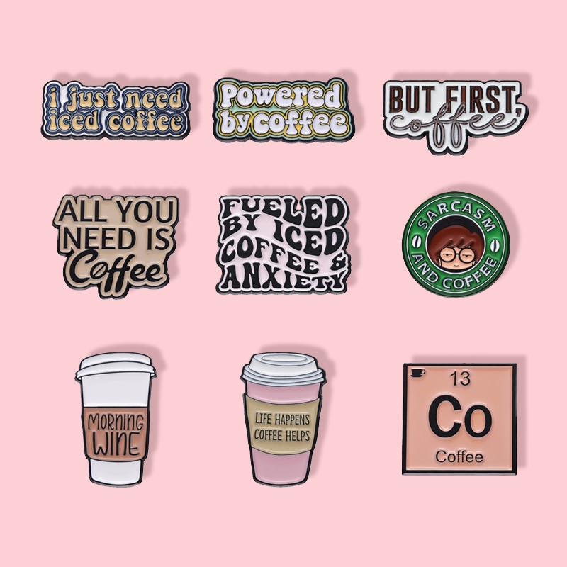 เข็มกลัดเคลือบ รูปถ้วยกาแฟ ข้อความภาษาอังกฤษ ของขวัญ สําหรับเพื่อน