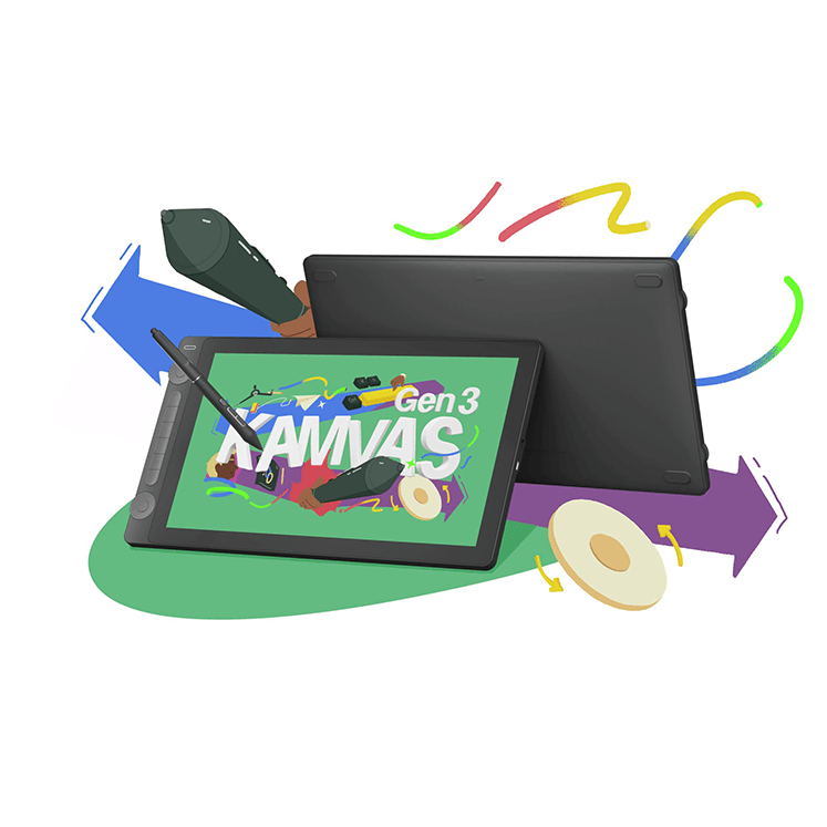 HUION Kamvas 16 (Gen 3) แท็บเล็ตการวาดภาพพร้อมหน้าจอ, 15.6 นิ้วผ้าใบกระจกกราฟิก, 99% sRGB,ใหม่ PenTe