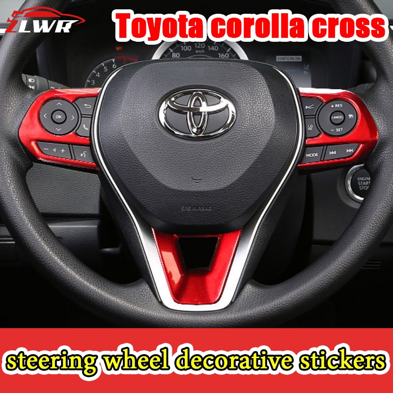 ZLWR Toyota corolla cross สติ๊กเกอร์ตกแต่งพวงมาลัยทนต่อการขีดข่วนและทนต่อการสึกหรออุปกรณ์ตกแต่งพวงมาลัยอุปกรณ์ตกแต่งภายในรถยนต์