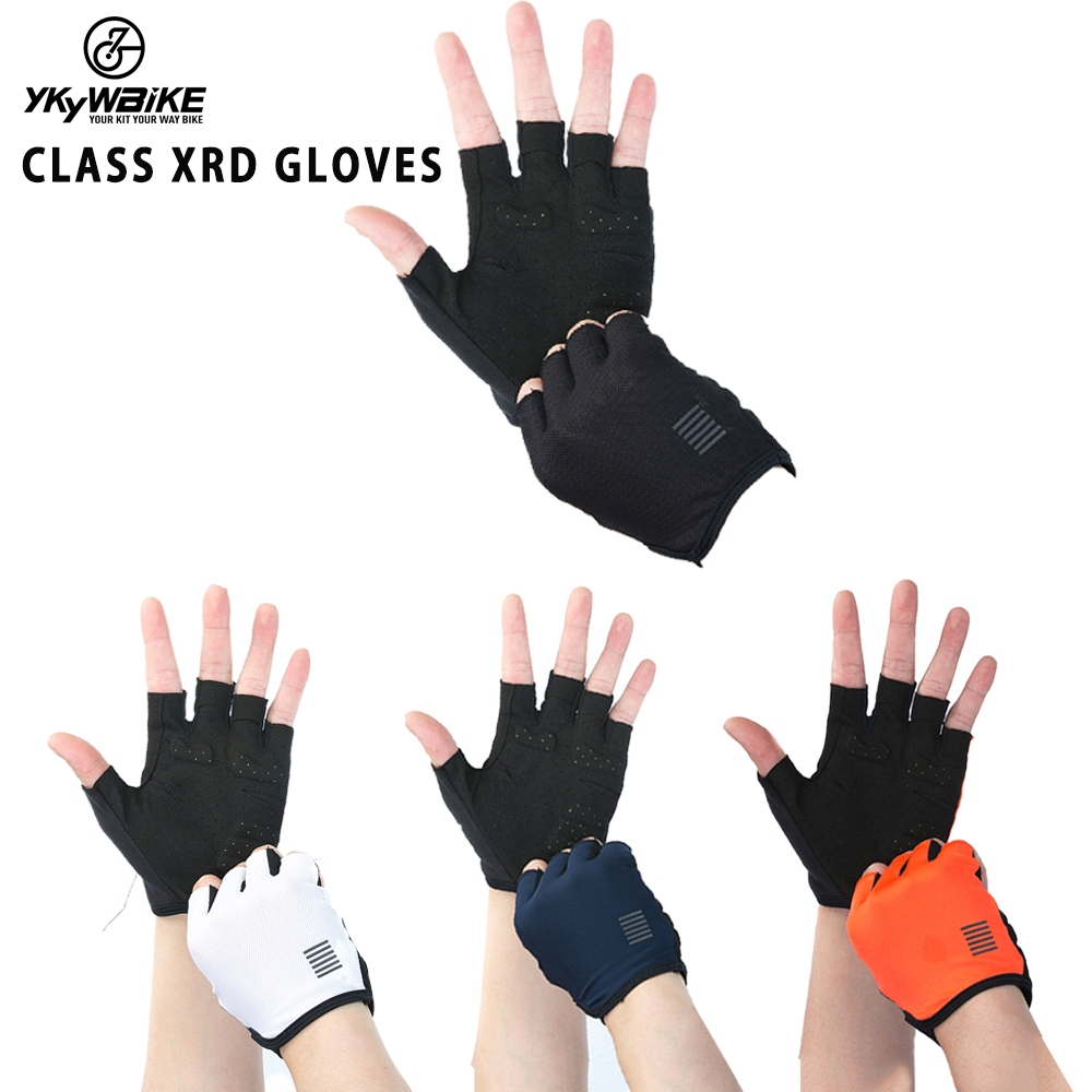 Ykywbike Unisex ถุงมือปั่นจักรยานกันกระแทก MTB ครึ่งนิ้วตาข่ายระบายอากาศวัสดุถุงมือจักรยาน