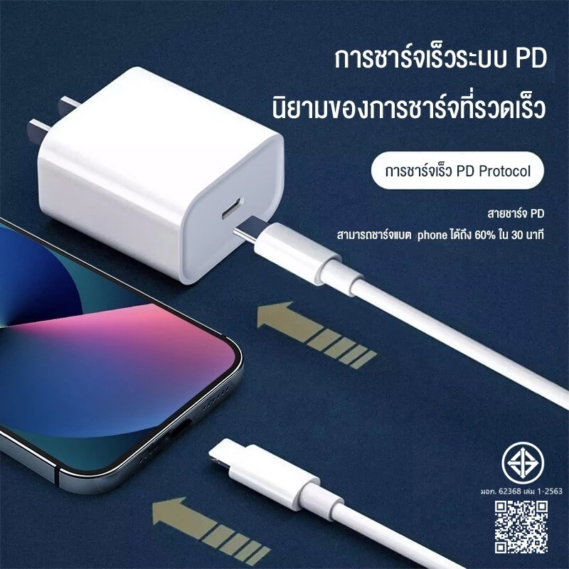 หัวชาร์จเร็ว 20W USB-C พร้อมสาย Type-C รับประกัน 1 ปี thumbnail 3
