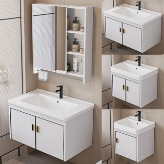 Aluminum Bathroom Cabinet With Mirror Light Lavatory Sink Complete Set Vanity Bathroom Sink Cabinet