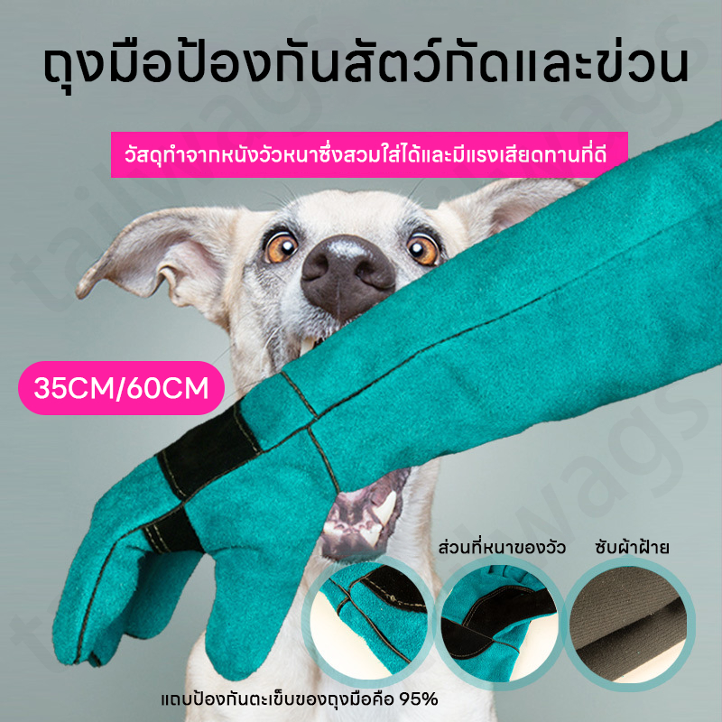 ถุงมือป้องกันสัตว์กัด ป้องกันสัตว์ข่วน ถุงมือจับสัตว์ ถุงมือป้องกัน สัตว์กัดกันข่วนใช้ฝึกสุนัขแมวดุ