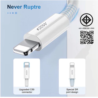 สายชาร์จ ชาร์จไว PD 20W Fast Charge (สำหรับ 5～15pro max / pad) การรับประกัน 1 ปี