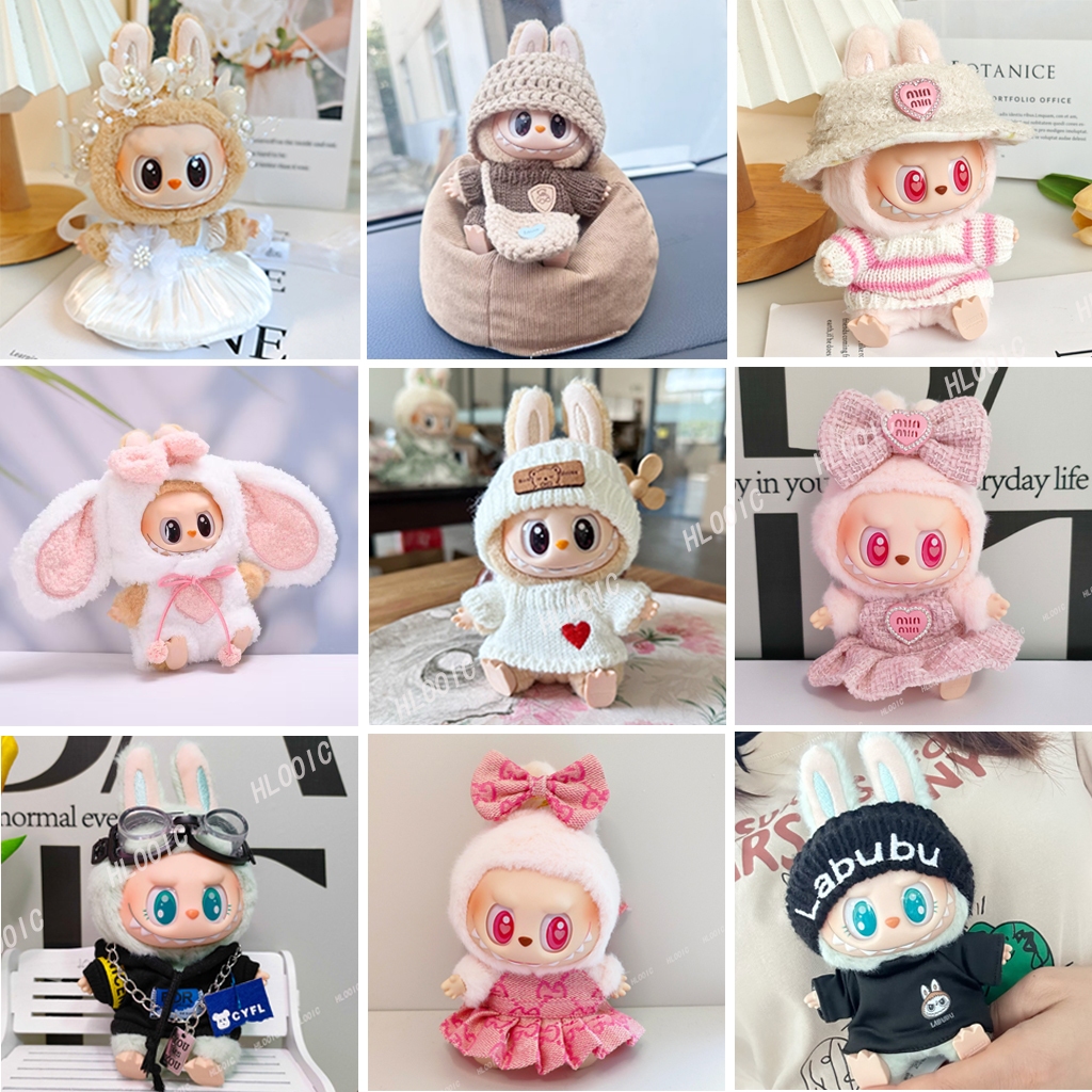 15 ซม. 17 ซม. Labubu V1 V2 เสื้อผ้า Labubu มีที่นั่ง macaron กางเกงแขวนตุ๊กตาอุปกรณ์เสริม