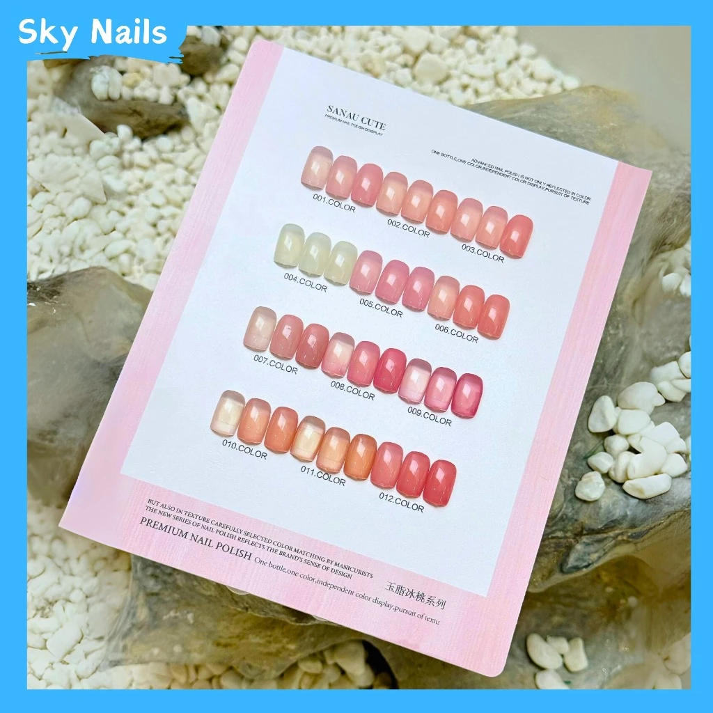 Fashion ชุดยาทาเล็บเจล 12 สี สีเจลไซรัป โทนชมพู Ice Peach 12 สี แถม ชาร์ทสี ธรรมชาติที่คล้ายผิวผิว