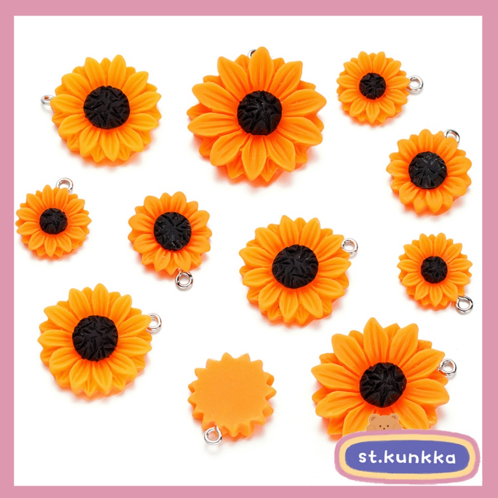 St.kunkka 16-29 มม. จี้ดอกทานตะวัน 5 ชิ้นจี้ดอกทานตะวันสําหรับเครื่องประดับ DIY จี้ทํา