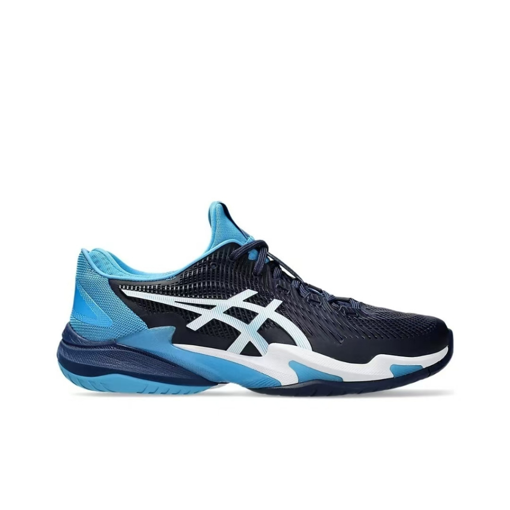 Asics Court FF 3 Novak รองเท้าเทนนิสสําหรับบุรุษและสตรีที่ทนต่อการสึกหรอสีน้ําเงินสีขาว