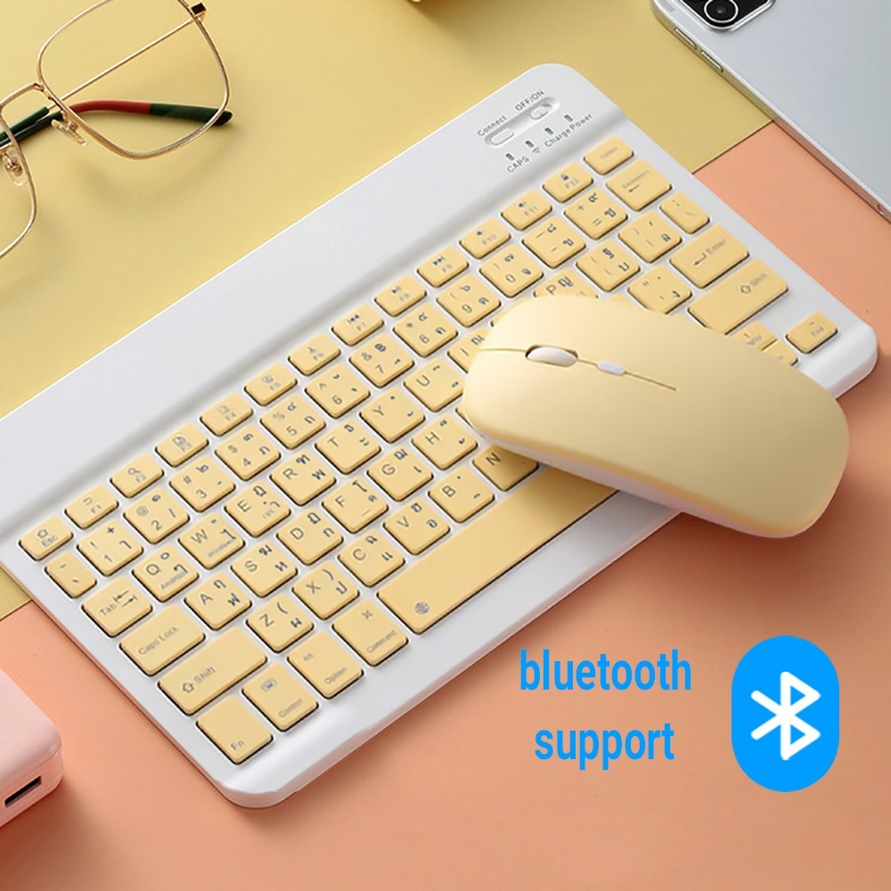 🔥แป้นพิมพ์ไทย 🔥คีย์บอร์ดบลูทูธไร้สาย ใช้ได้กับโทรศัพท์มือถือ แท็บเล็ต พกพาง่าย เม้าส์ไร้สาย คีย์บอร์ดไอแพด
