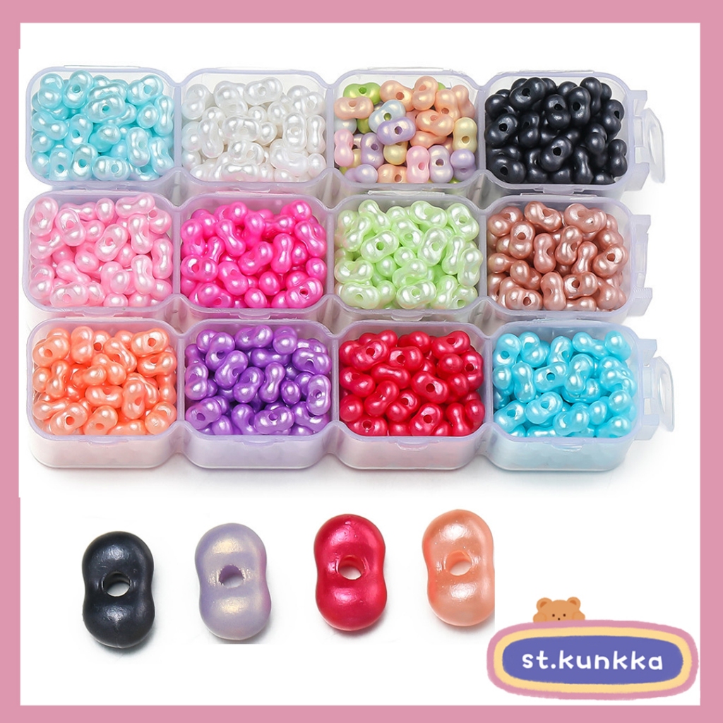 St.kunkka 100/200pcs อะคริลิค Pearlescent สีถั่วลิสงลูกปัด 4 * 6.5 สีเมล็ดลูกปัด DIY สร้อยข้อมือสร้อยคอเครื่องประดับวัสดุอุปกรณ์เสริม