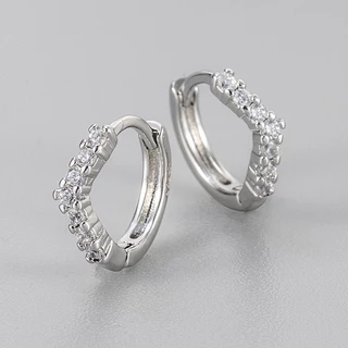 ต่างหูเพทาย Leaf Clover สําหรับผู้หญิงเงินดอกไม้ Hoop ต่างหูความงามงานแต่งงาน Jewerly ของขวัญ Pendientes