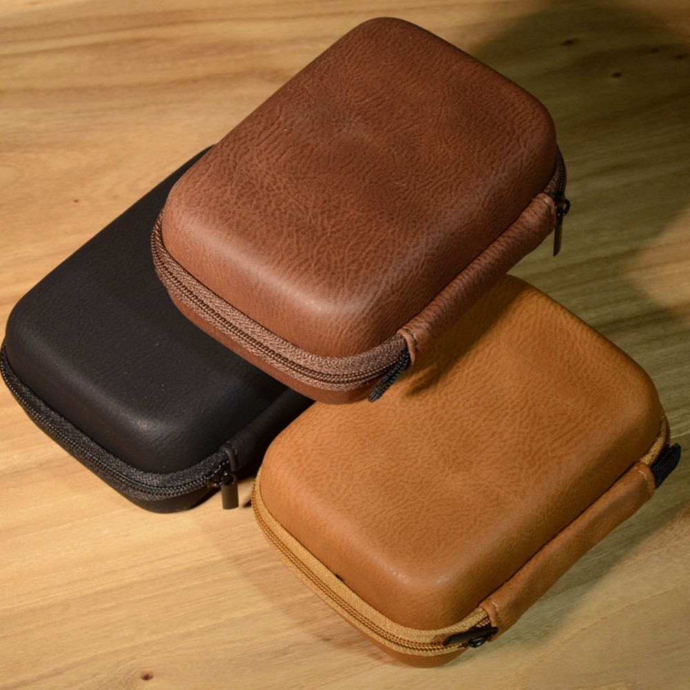 Retro หูฟัง PU หนังกล่องเก็บแบบพกพา Earbus ข้อมูลสายสําหรับ KZ EDX PRO AS16 PRO