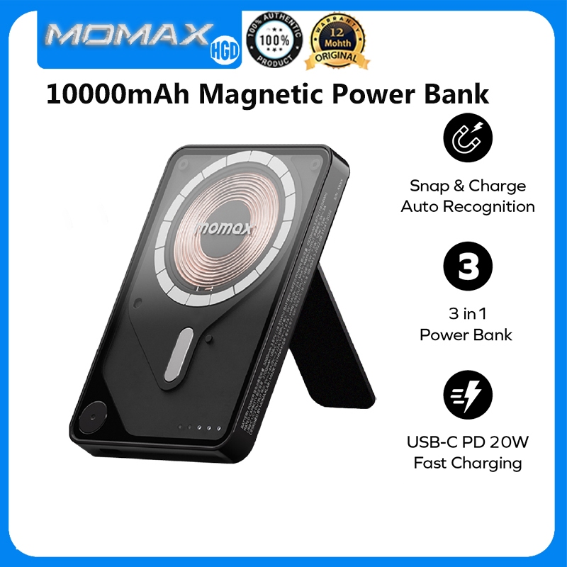 Momax 1-Power X Pro+ Magnetic Wireless Power Bank 10000mAh PD20W Powerbank สายเคเบิล USB-C ในตัว
