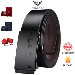 William polo เข็มขัดผู้ชายหนังแท้ เข็มขัดหัวเข็มขัดอัตโนมัติ…