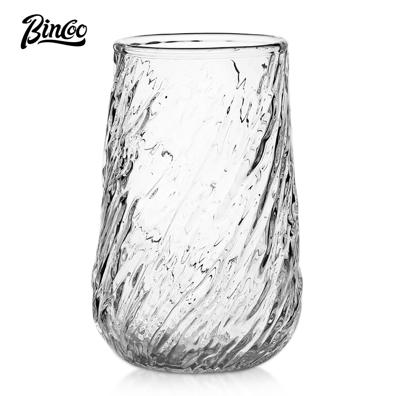 Bincoo แก้วกาแฟแก้ว Vintage American Latte Glass ถ้วยน้ําชายามบ่ายแก้วเอสเพรสโซ่ High-end ประณีต 420ML
