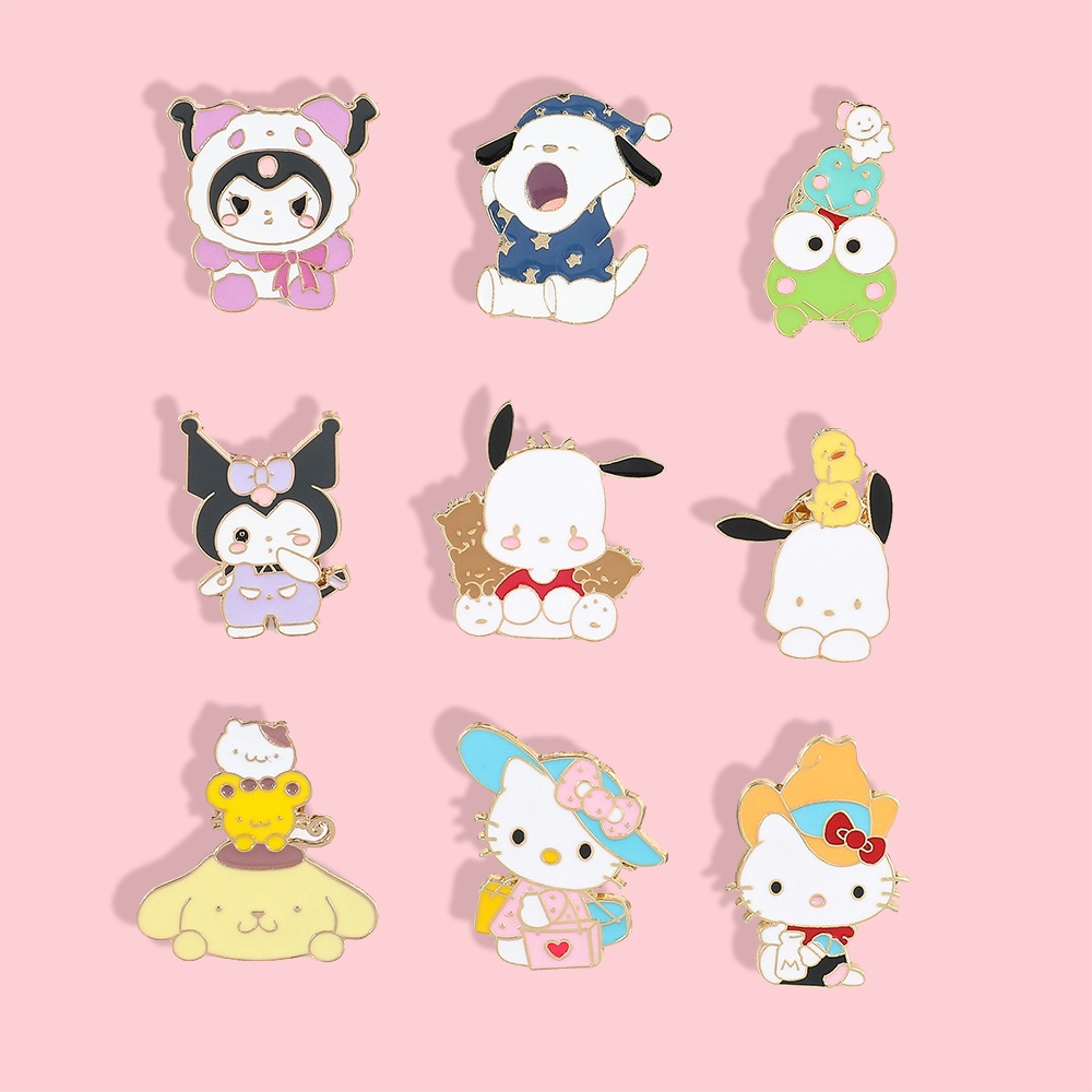 เข็มกลัด โลหะผสม ลายการ์ตูน Kuromi Sanrio Emblem เหมาะกับของขวัญวันเด็ก สําหรับตกแต่งเสื้อผ้า กระเป๋า หมุด