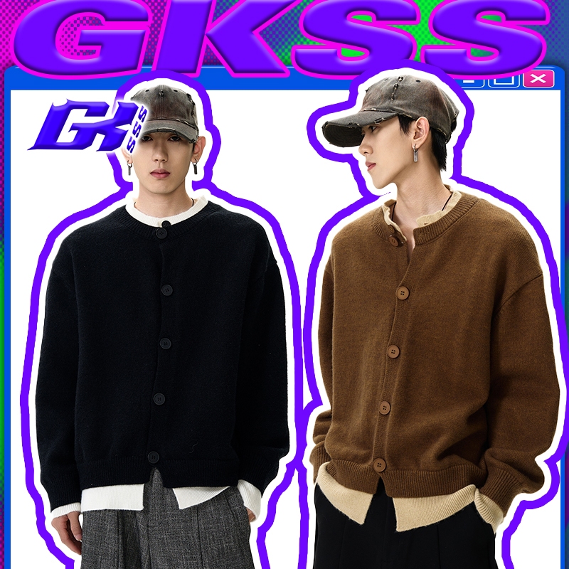 GKSSS  เสื้อกันหนาวผู้ชาย Retro Baggy Coat