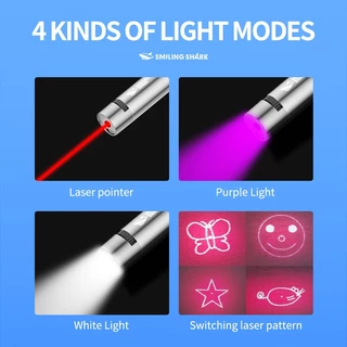 SmilingShark SD5313 ไฟฉาย led Laser Pointer แม่เหล็ก พอยน์เตอร์เลเซอร์สีแดง แสงสีม่วง 365 นาโนเมตร คบเพลิง 4โหมด ชาร์จ USB ได้ แสงเลเซอร์สำหรับเล่นแมว สอนไพออนเตอร์ การระบุสมบัติ