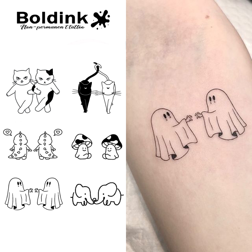 Boldink สติกเกอร์รอยสักชั่วคราว สัตว์น่ารัก กันน้ำ ติดทนนาน ของขวัญให้เพื่อน รอยสักชั่วคราว 15 วัน