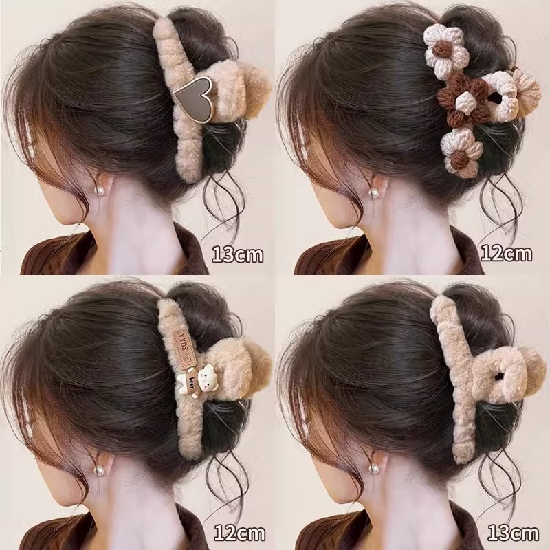 Plus Plush Grab Clip ฤดูใบไม้ร่วงฤดูหนาวความรู้สึกระดับไฮเอนด์ 2025 กิ๊บติดผมสไตล์ใหม่