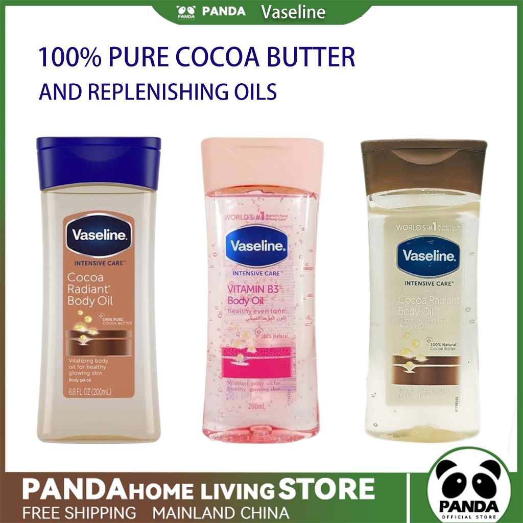 Vaseline Intensive Care Cocoa Radiant Body Oil 200 ml วาสลีน วาสลีน วาสลีน อินเทนซีฟ แคร์ โกโก้ เรเดียนท์ บอดี้ ออยล์ ผิวเรืองแสง นําเข้าจากประเทศอังกฤษ น้ํามันวาสลีน