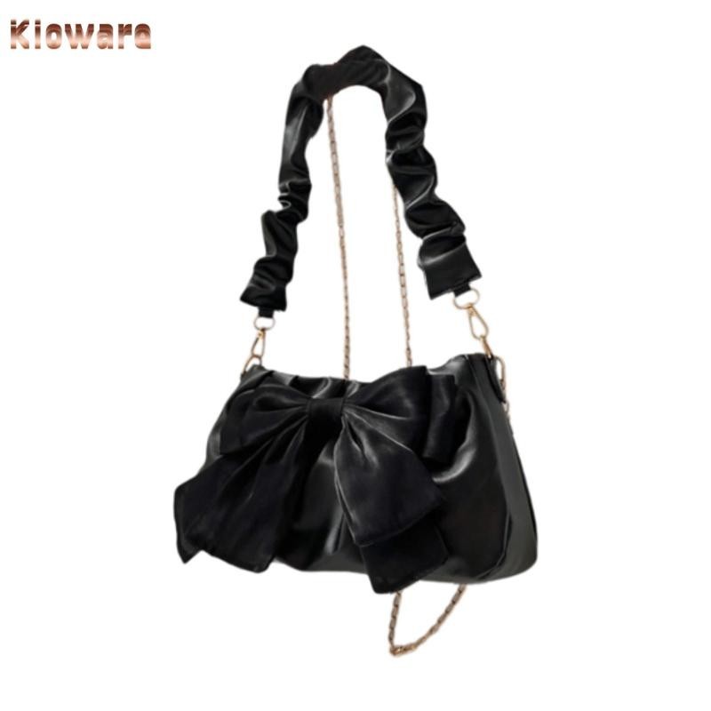 Kloware กระเป๋าสะพายไหล่ผู้หญิงอินเทรนด์กระเป๋า Bow Knot Decor กระเป๋าสะพายข้าง PU แบบพกพา