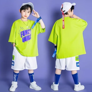 Croc Boyz พร้อมส่ง ชุดเด็กแฟชั่น ชุดการแสดงเด็กชายและหญิง ฮิปฮอป แจ๊ส สไตล์เกาหลี ไซส์ 110-160