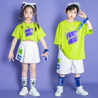 Croc Boyz พร้อมส่ง ชุดเด็กแฟชั่น ชุดการแสดงเด็กชายและหญิง ฮิปฮอป แจ๊ส สไตล์เกาหลี ไซส์ 110-160