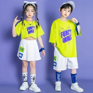 Croc Boyz พร้อมส่ง ชุดเด็กแฟชั่น ชุดการแสดงเด็กชายและหญิง ฮิปฮอป แจ๊ส สไตล์เกาหลี ไซส์ 110-160