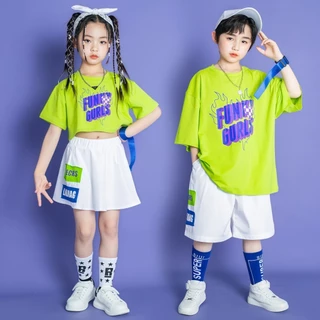 Croc Boyz พร้อมส่ง ชุดเด็กแฟชั่น ชุดการแสดงเด็กชายและหญิง ฮิปฮอป แจ๊ส สไตล์เกาหลี ไซส์ 110-160