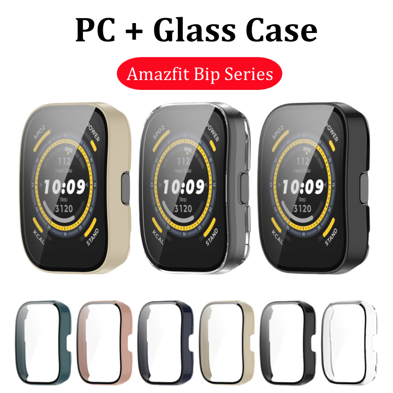 คลุมทั้งหมดป้องกันหน้าจอสําหรับ Huami Amazfit Bip 5 3 U Pro 3Pro UPro PC Hard กันชนป้องกันรอยขีดข่วนกระจกนิรภัยฟิล์มสําหรับ Amazfit Bip5 Bip3 BipU Pro กรณี