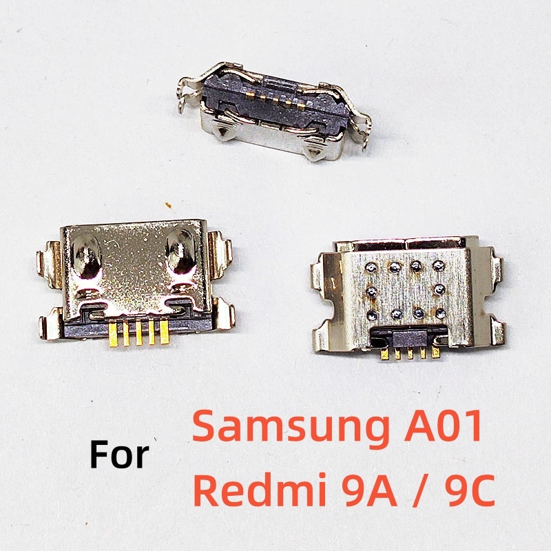 10-100pcs สําหรับ Samsung Galaxy A01 A015F DS A015V/M01 M015 M015F/A03 Core/A032F/Redmi 9A 9C Micro USB Connector ชาร์จพอร์ต Dock ปลั๊กซ็อกเก็ตเปลี่ยนชิ้นส่วน