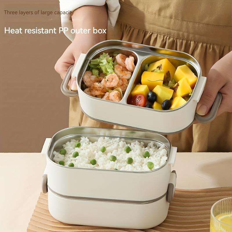 🔥เบนโตะสแตนเลสนิเวศเย็นจาน-เก็บอาหารแบบพกพาติดตั้งอุปกรณ์สํานักงานโรงเรียนและอุปกรณ์การเดินทางง่ายต่