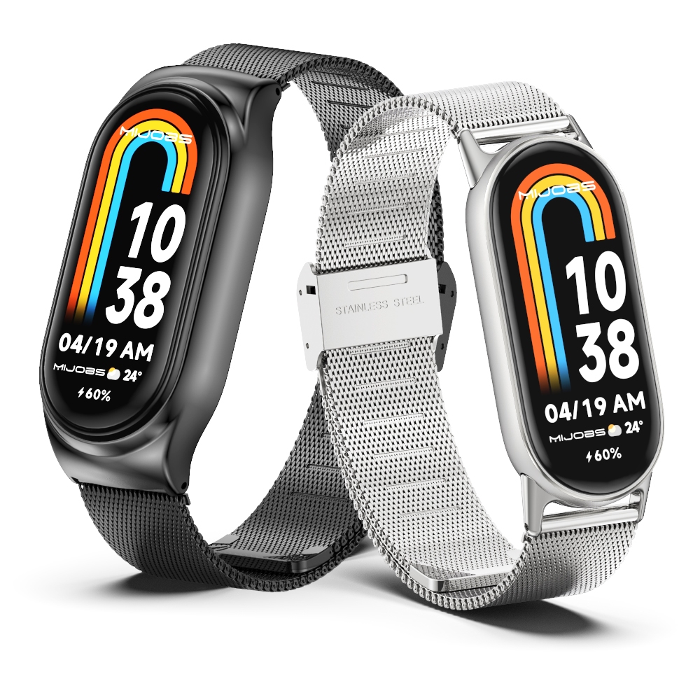 MIJOBS สําหรับสายโลหะ Xiaomi Mi Band 10 9 / Mi Band 8 Mi Band 7/Mi Band 6 5 สร้อยข้อมือสแตนเลสสําหรั