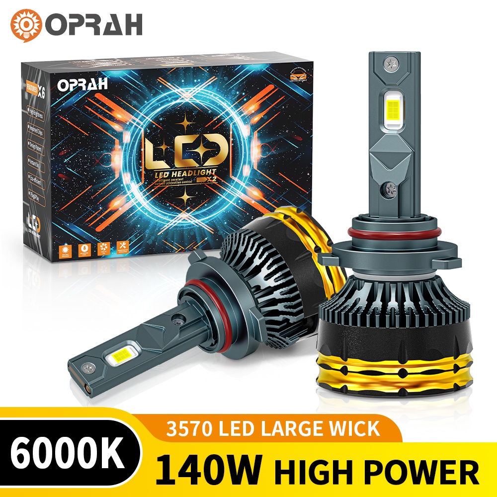 Oprah 2pcs M9 PRO 140W High Power Super Bright H4 LED ไฟหน้า 3570 ไฟหน้า H1 H3 H7 H8 H11 9005 9006 ไ