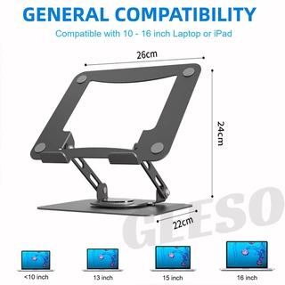 GEESO 360° Rotating Laptop Stand วัสดุเหล็ก แท่นวางโน๊ตบุ๊ค ปรับได้อย่างอิสระ 360องศา พับเก็บได้ ที่วางไอแพด แท็บเล็ต ขาตั้งแล็ป รุ่น JT16R 笔记本电脑支架