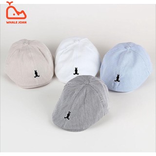 หมวกเบเร่ต์ ปักลายทาง สีพื้น สําหรับเด็กอายุ 0-2 ปี