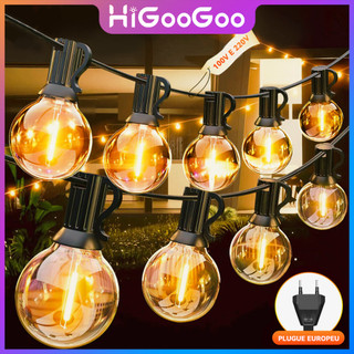 HiGooGoo G40 Inquebrável 20/30M Cordão De Luz Iluminação Externa Varal De Luze Com Lâmpada Decoração Para Natal Carnaval