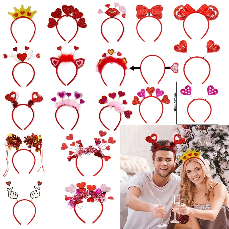 วันวาเลนไทน์เลื่อมหัวใจแถบคาดศีรษะแววผมวงพรรคโสดหัวใจสีแดงกิ๊บพรรควันหยุดแต่งงานงานเลี้ยงวันเกิดของขวัญภาพอุปกรณ์ประกอบฉาก